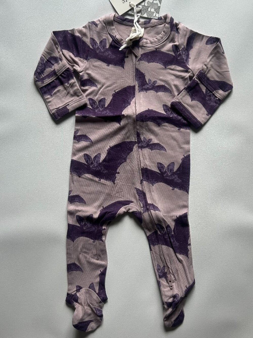 NWT Kate Quinn Halloween Bat Footie NB 0-3M Purple Modal Zipper Baby